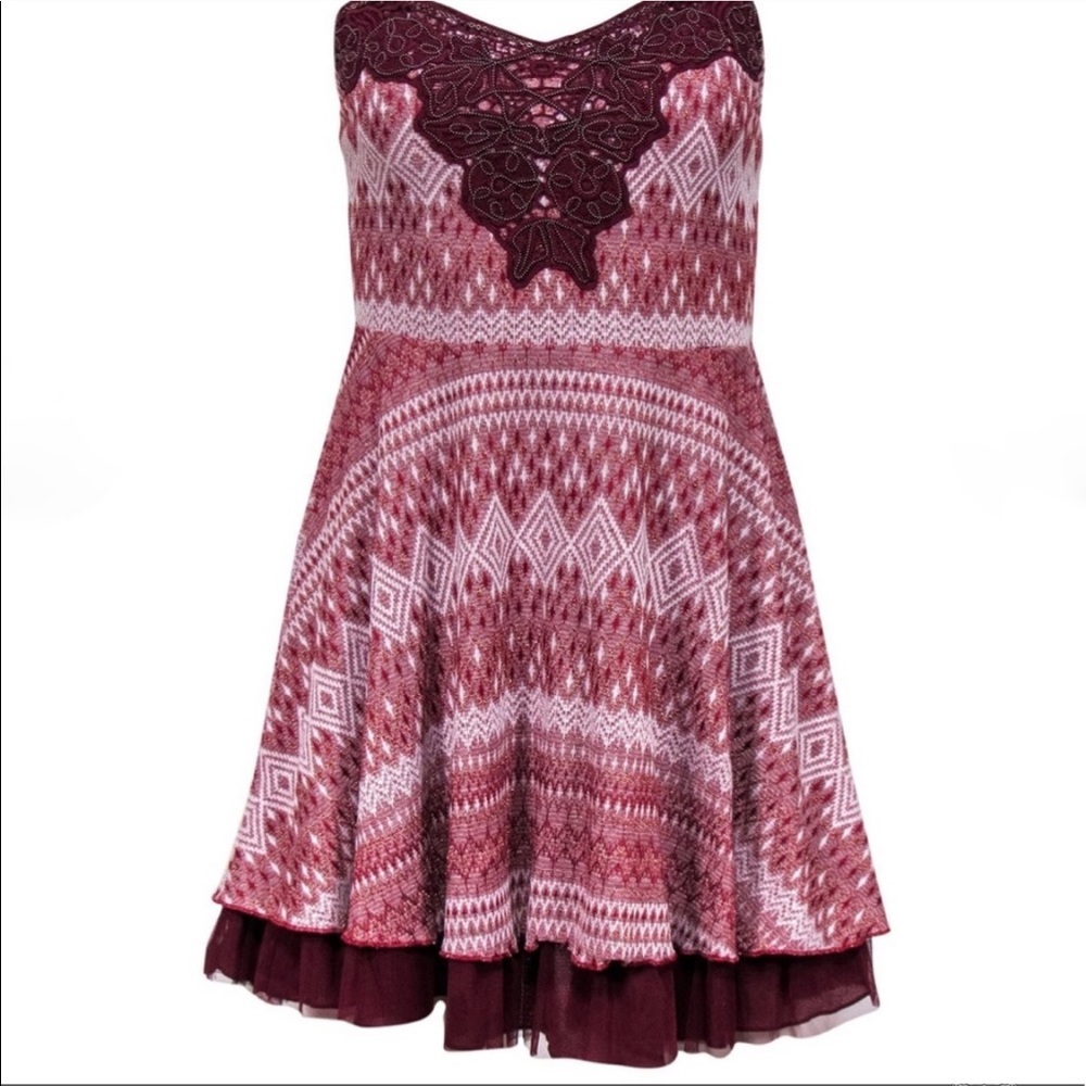 Free people burgundy dress with tulle. NWOT.